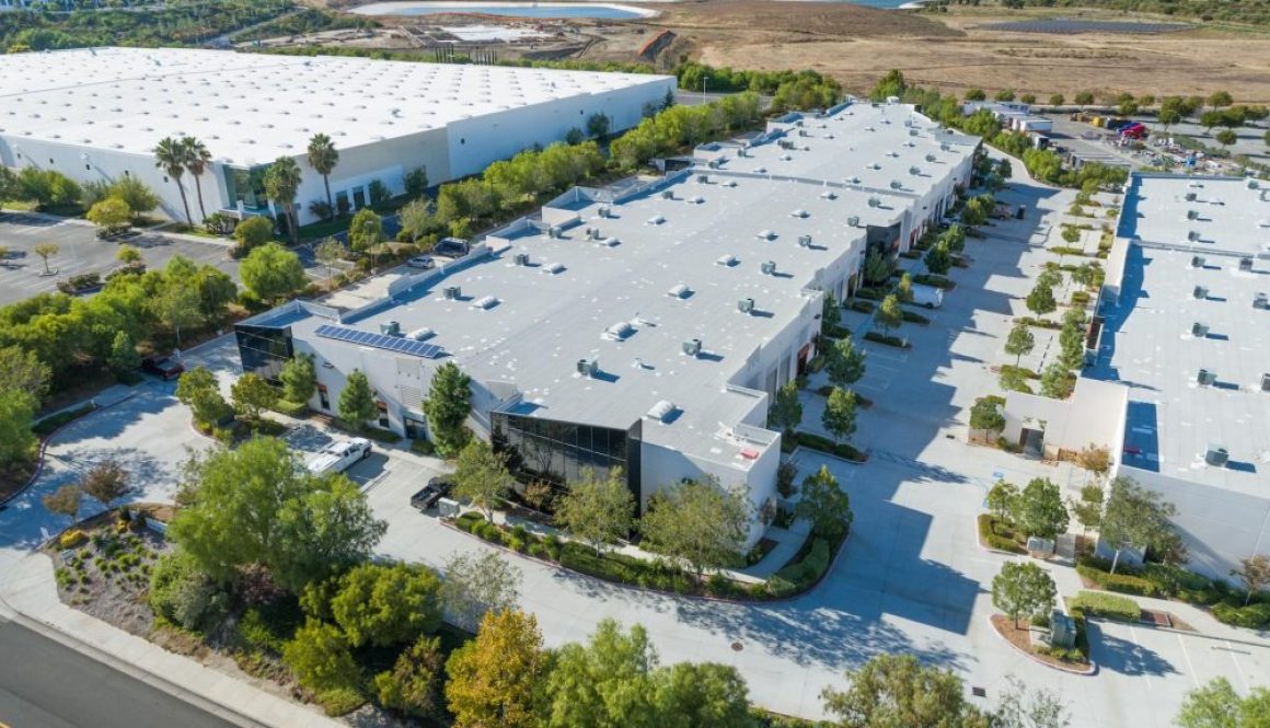 Aerial View Of Industrial Commerce Office Buildings.